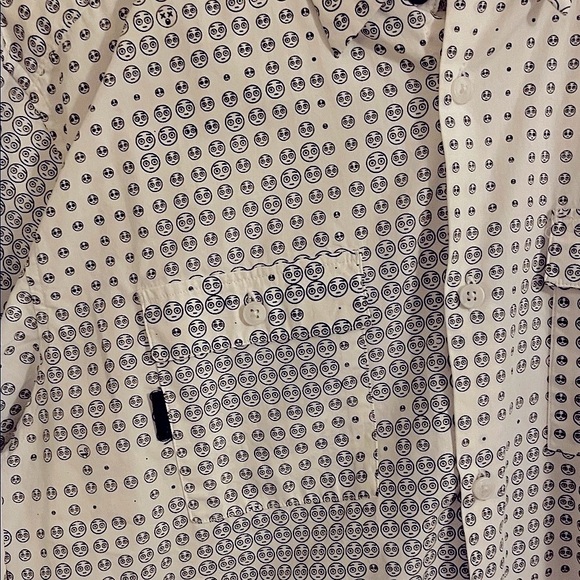Marc Ecko Shirt Men White Black Smiley Faces Button Up Y2K Cut & Sew,  Medium - Picture 4 of 5